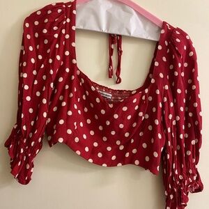 Reformation red polka dot crop top